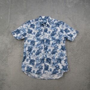 Culturata Shirt Mens XL Blue Floral Short Sleeve Button Down Contemporary Fit